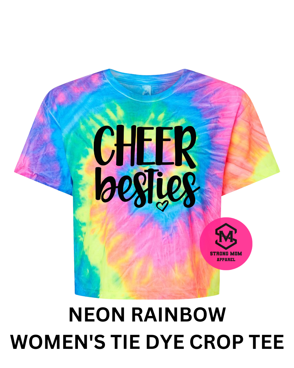 Cheer besties tie-dyed crop tee